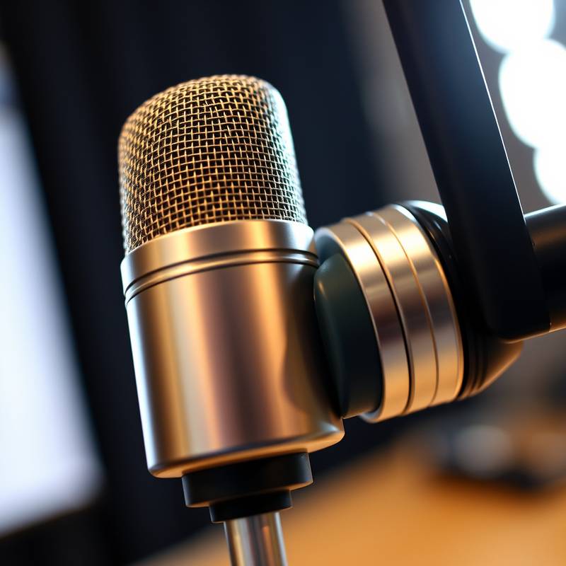 Nærbilde av en profesjonell podcastmikrofon