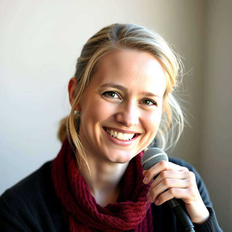 Portrett av Anna Johansen, fornøyd podcaststudent